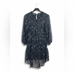 Free People keeping up with Kara floral boho chic tunic blue women’s size small